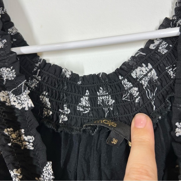 Maje Floral Off The Shoulder High Low Dress Size 38 or US Medium - Picture 10 of 12